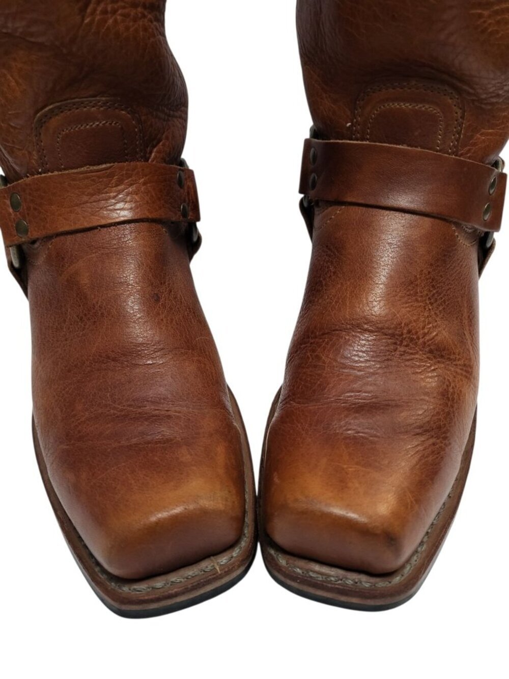 FRYE 12R Harness Boot Brown Oiled Leather Western Cowgirl Mid Calf Engineer Moto - Picture 4 of 11